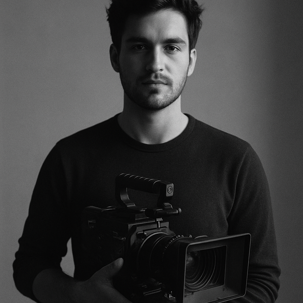 Portrait of Salman Ali Mohammed holding a cinema camera